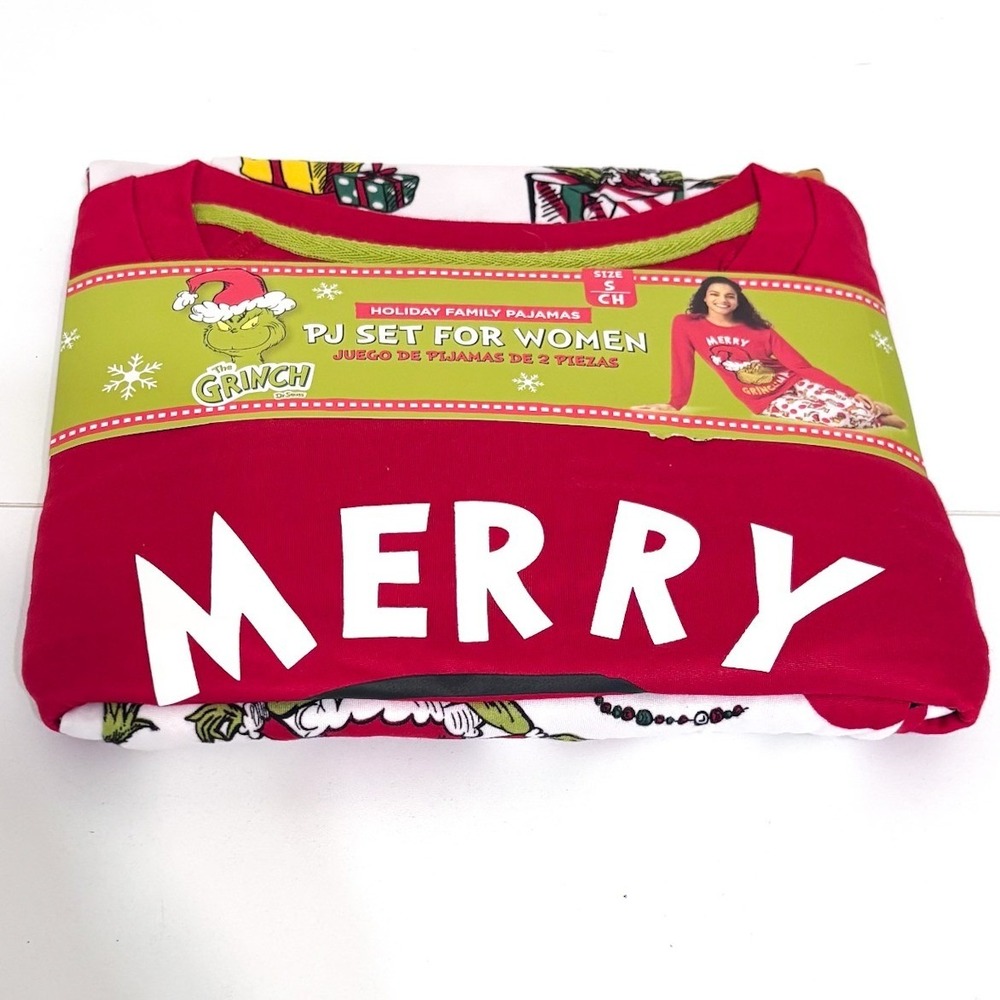 Dr. Seuss The Grinch Womens Holiday Pajama Set Small Red Christmas Sleepwear